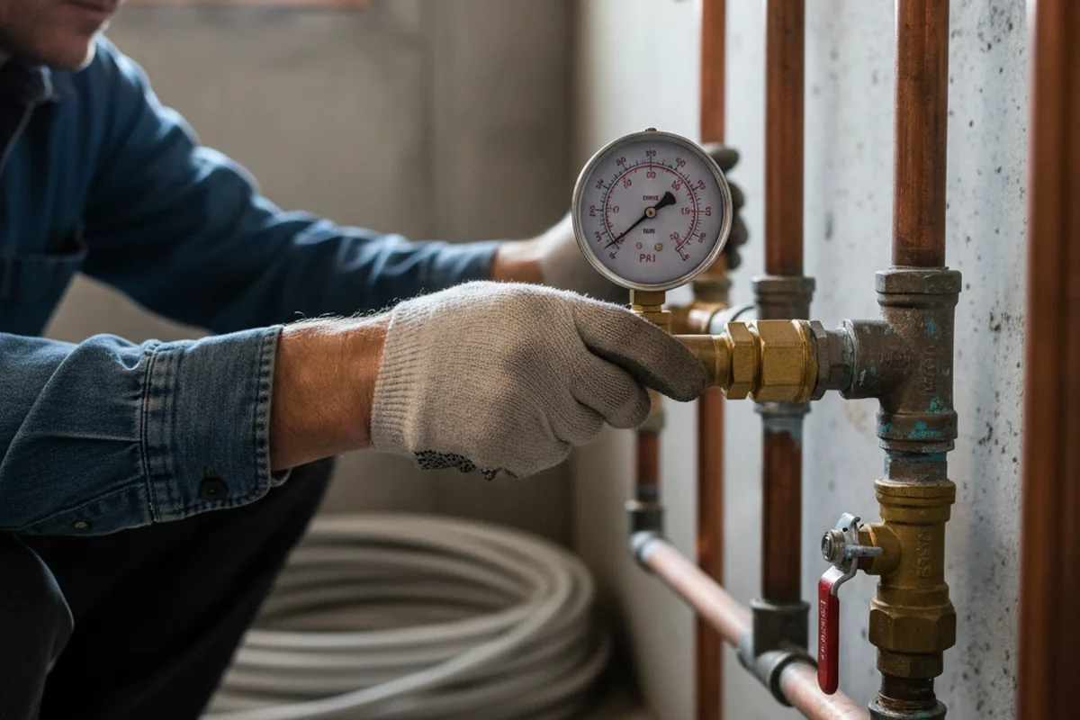 Pressure testing a repaired line during Water Line Repair in Gallatin